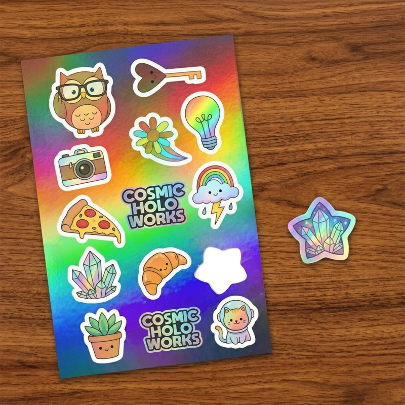 6" x 9" Holographic Sticker Sheet 6mil