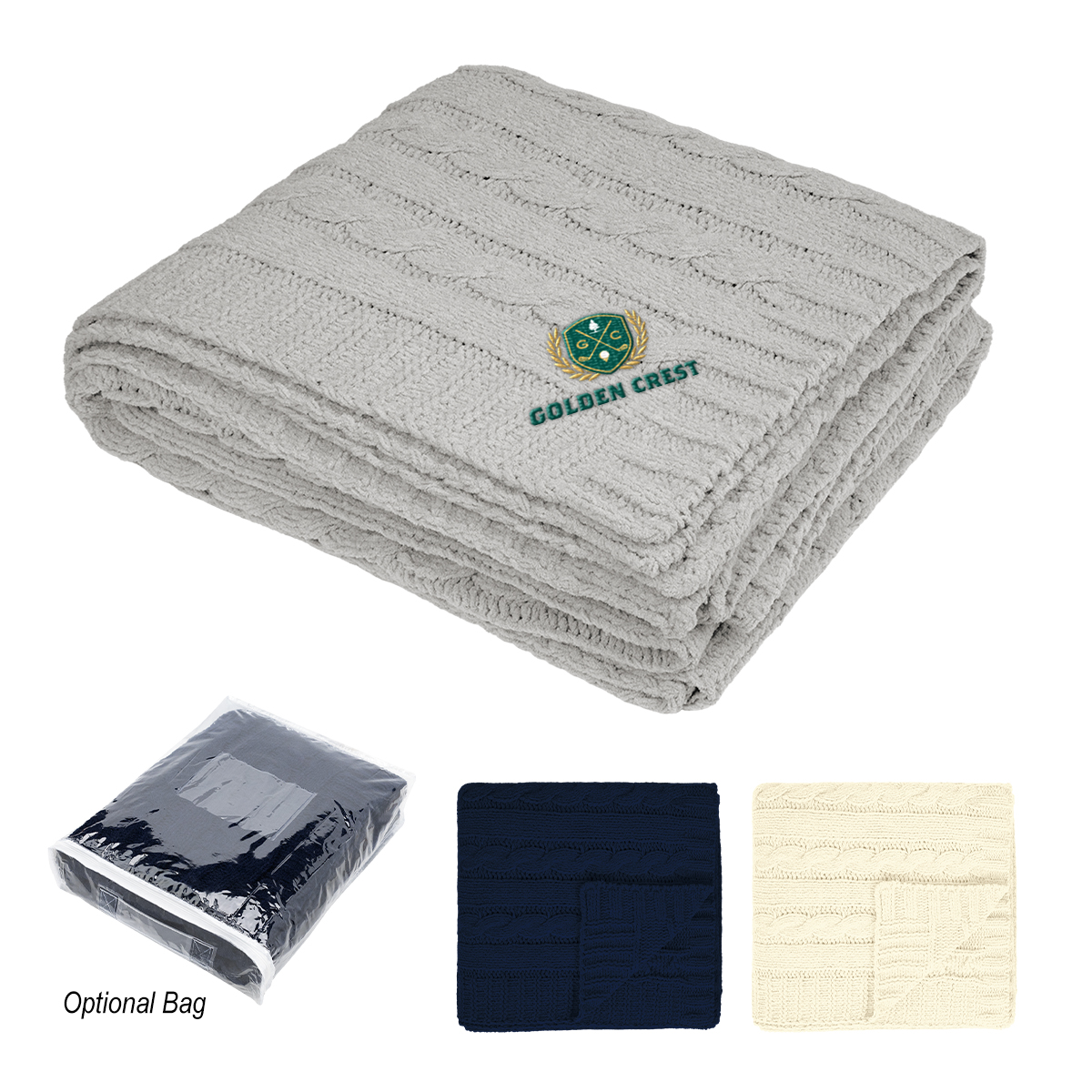 Cable Knit rPET Chenille Blanket