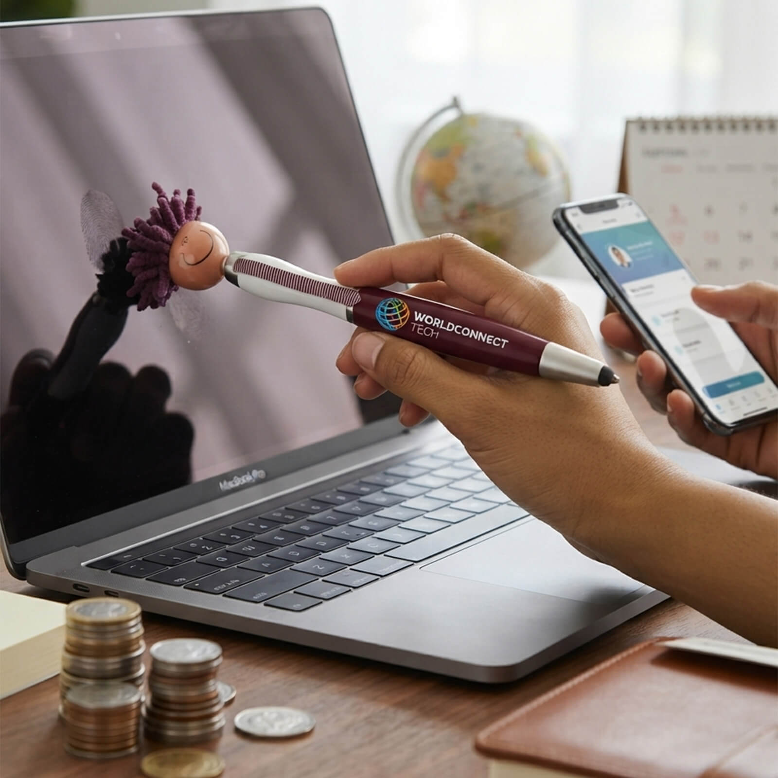 Multicultural Screen Cleaner With Stylus Pen
