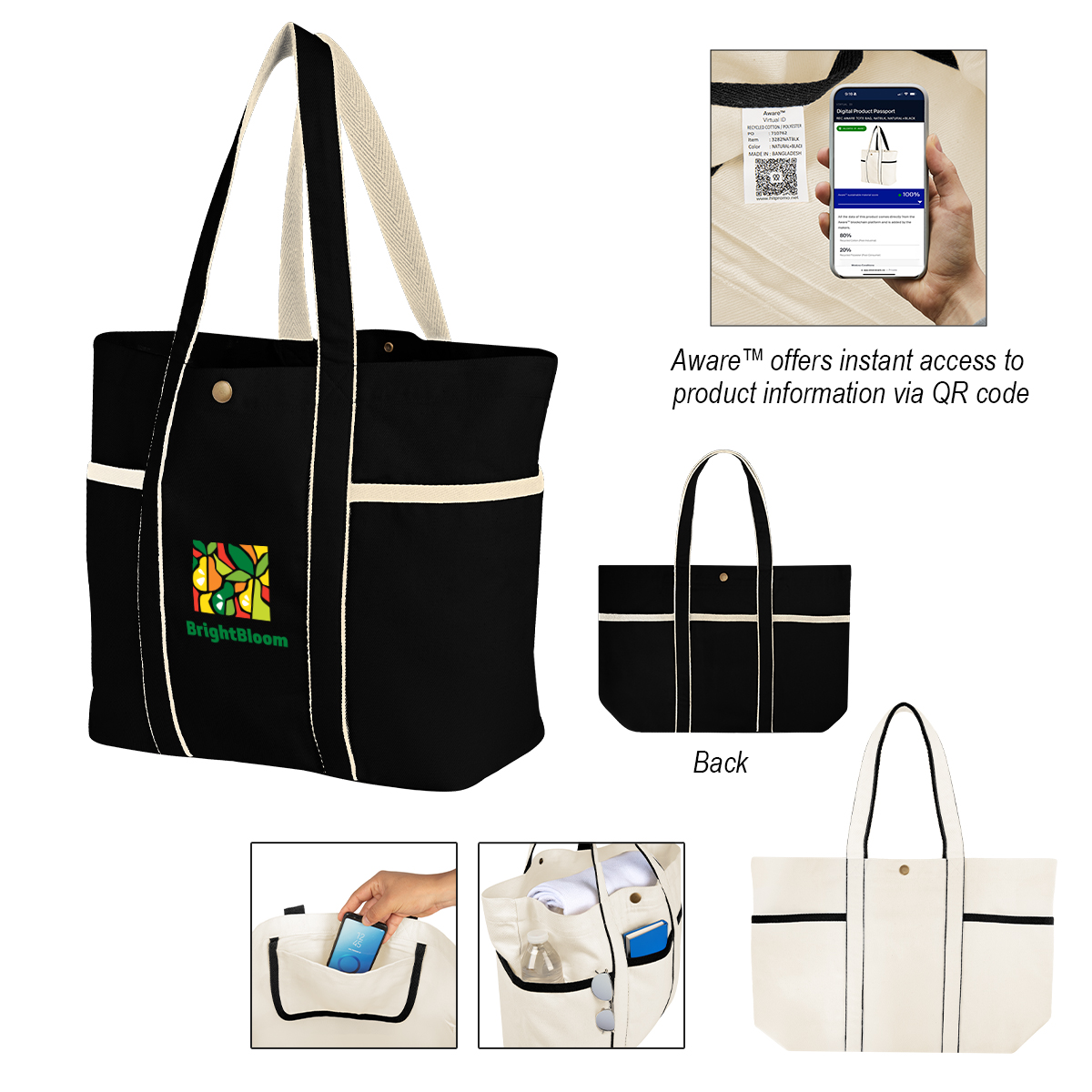 Aware 10 oz. Recycled Cotton Canvas Tote Bag