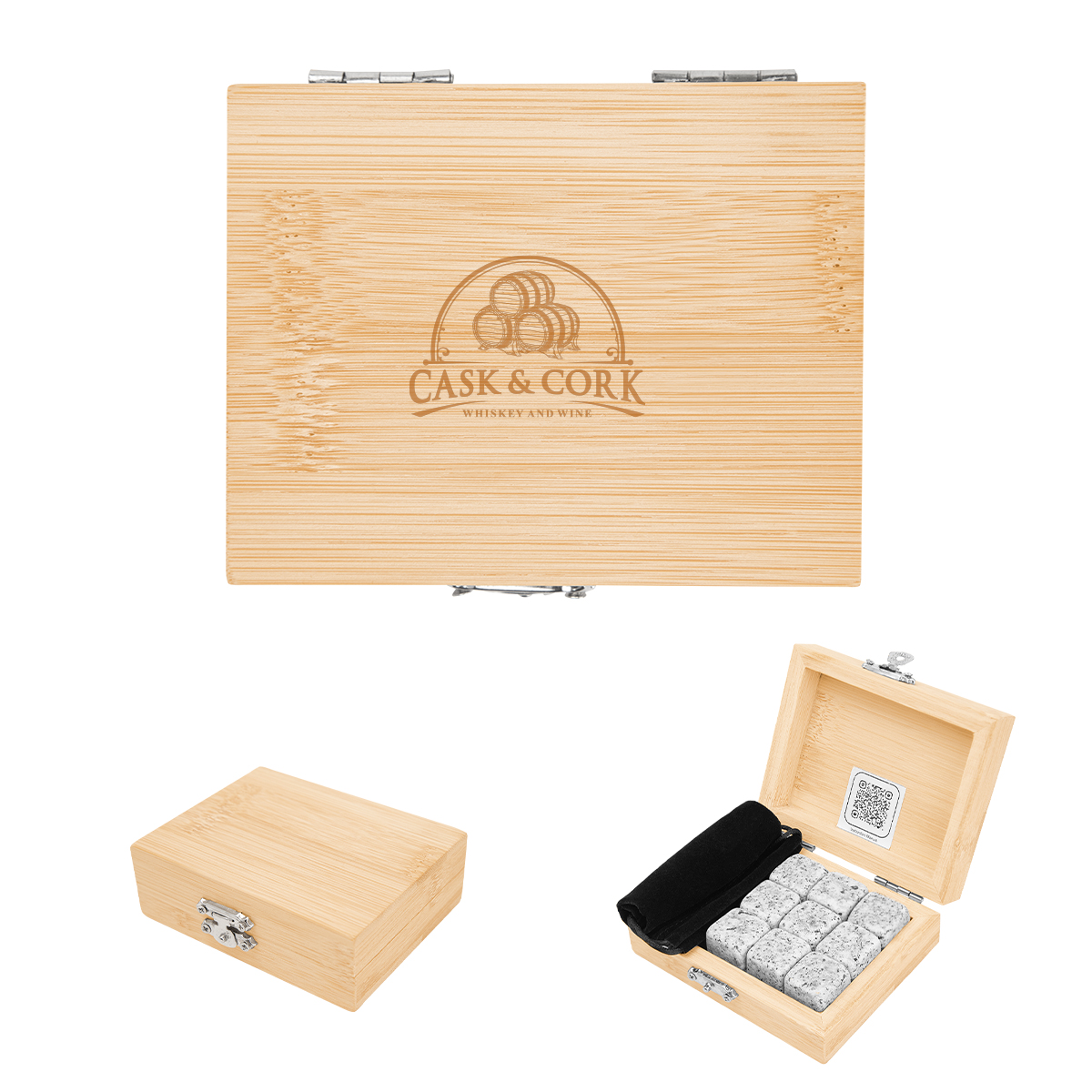 Whiskey Stone Ice Cubes In FSC Bamboo Box