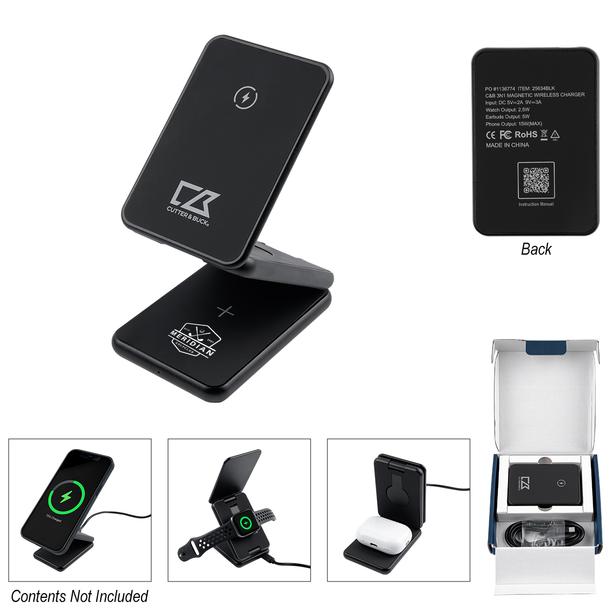 Cutter & Buck 3-In-1 Magnetic Wireless Charger