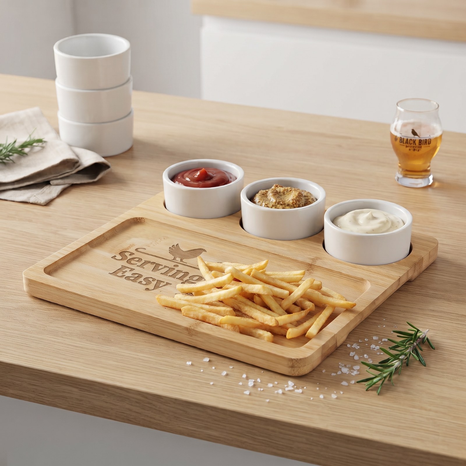 Snack Tray & Ceramic Dip Set