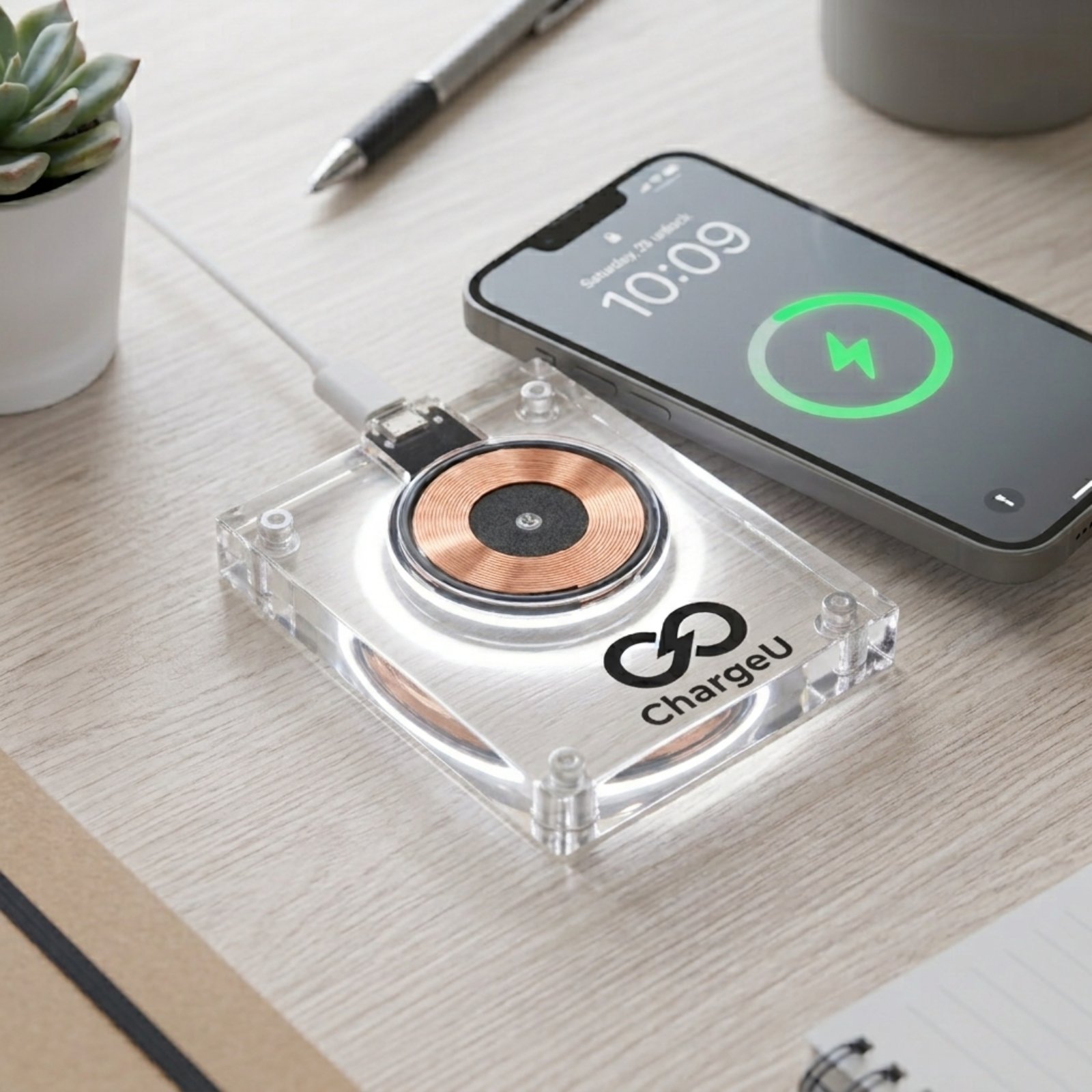 15W LED Acrylic Qi Wireless Charging Pad