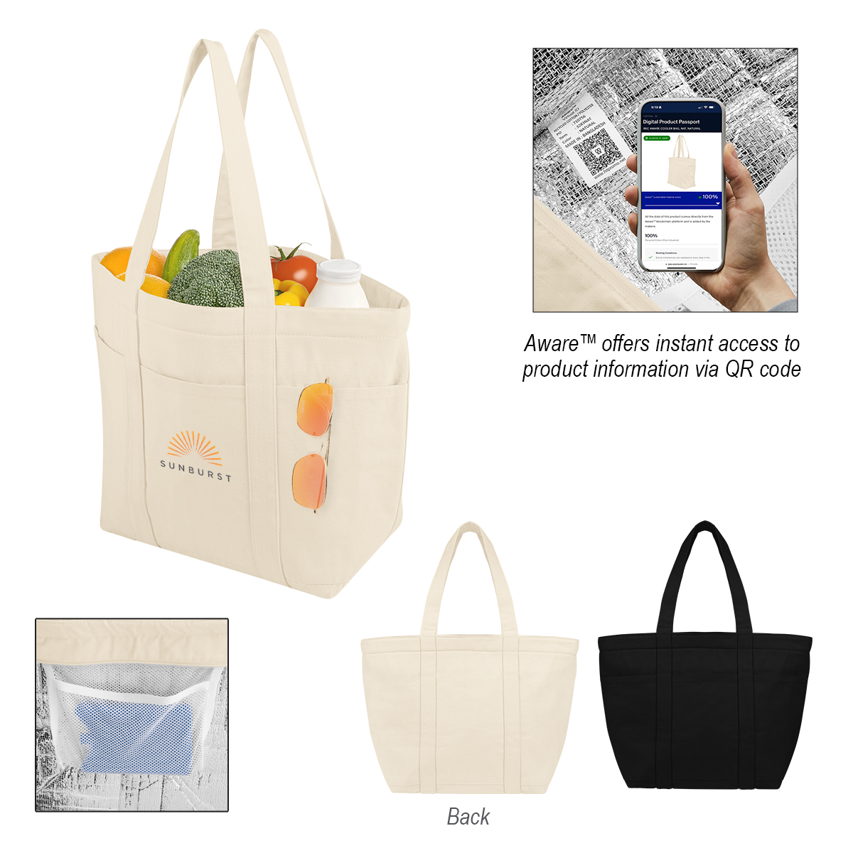 Aware 8 oz. 20 Can Recycled Cotton Cooler Tote Bag