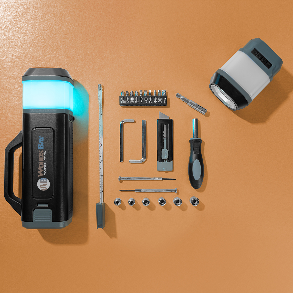 24-Piece Tool Set With Rechargeable LED Light