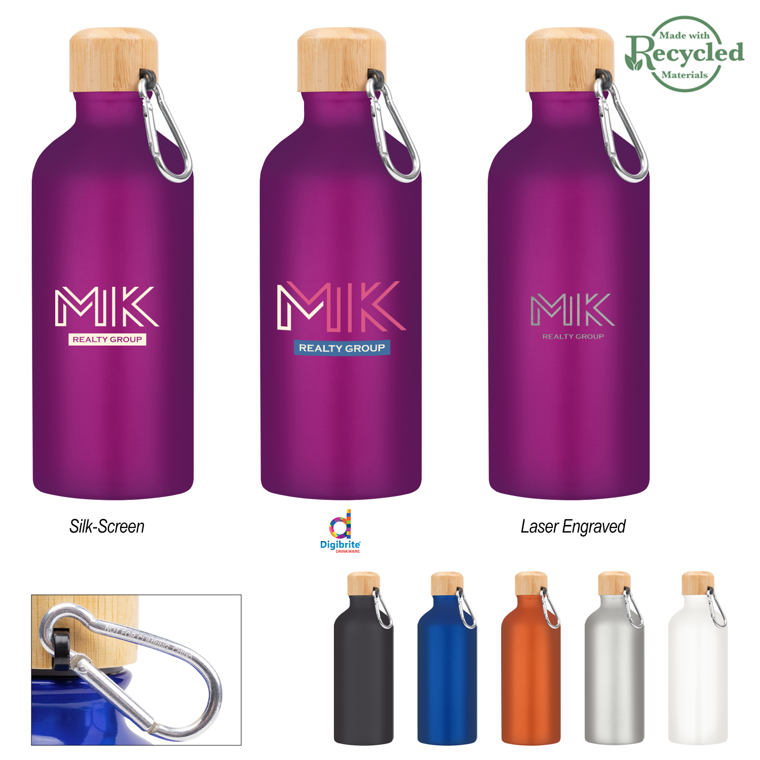 20 Oz. Aluminum Tundra Bike Bottle With Bamboo Lid