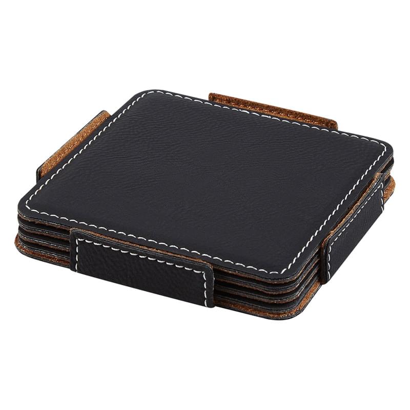 Leathered 4-Piece Coaster Set