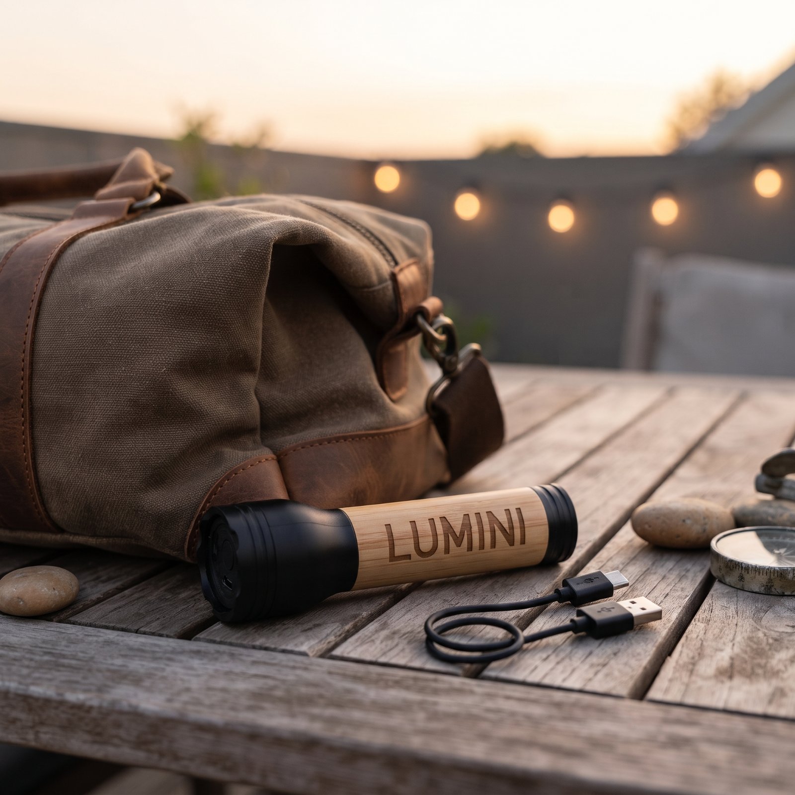 Rechargeable Bamboo LED Flashlight
