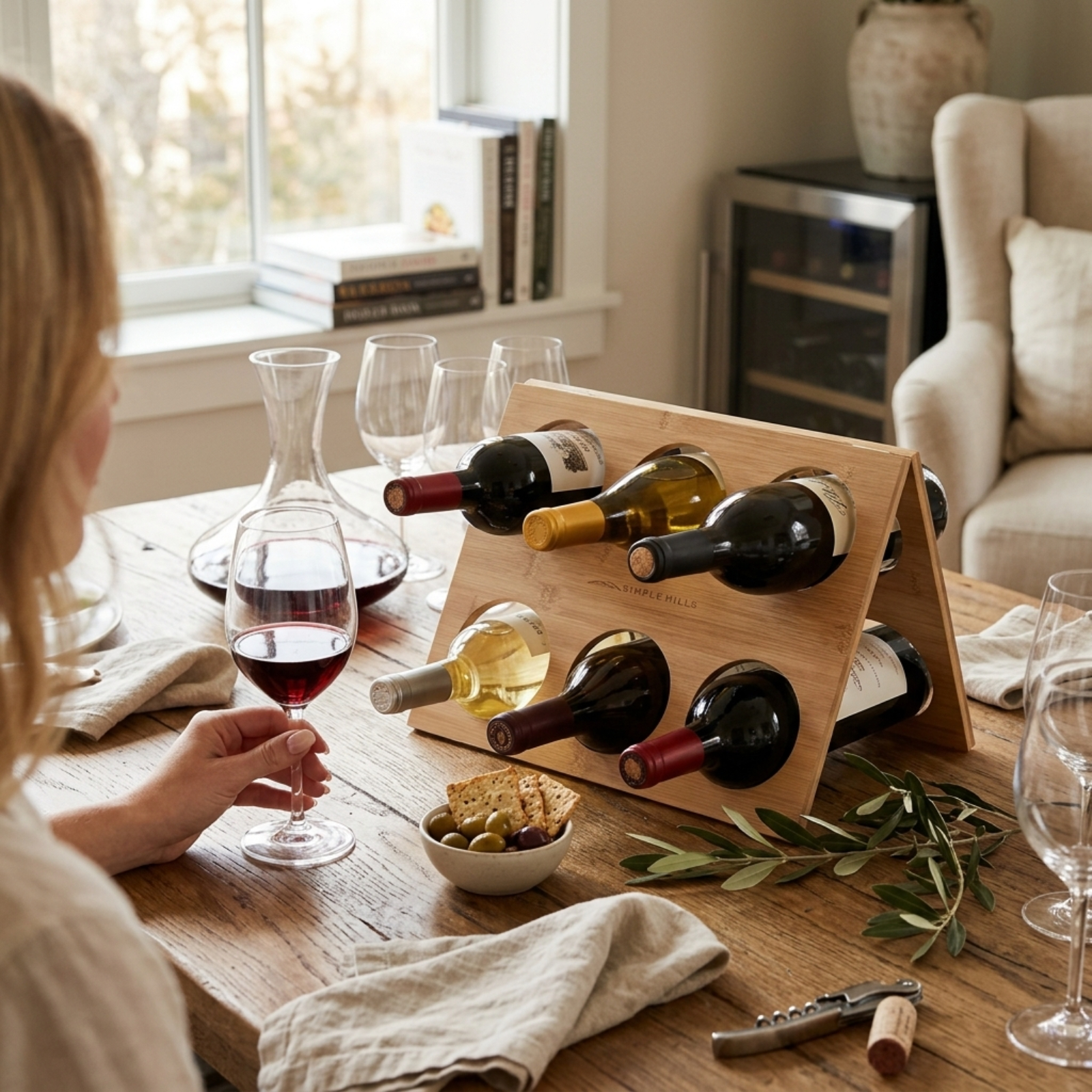 Bamboo 6-Bottle Wine Holder