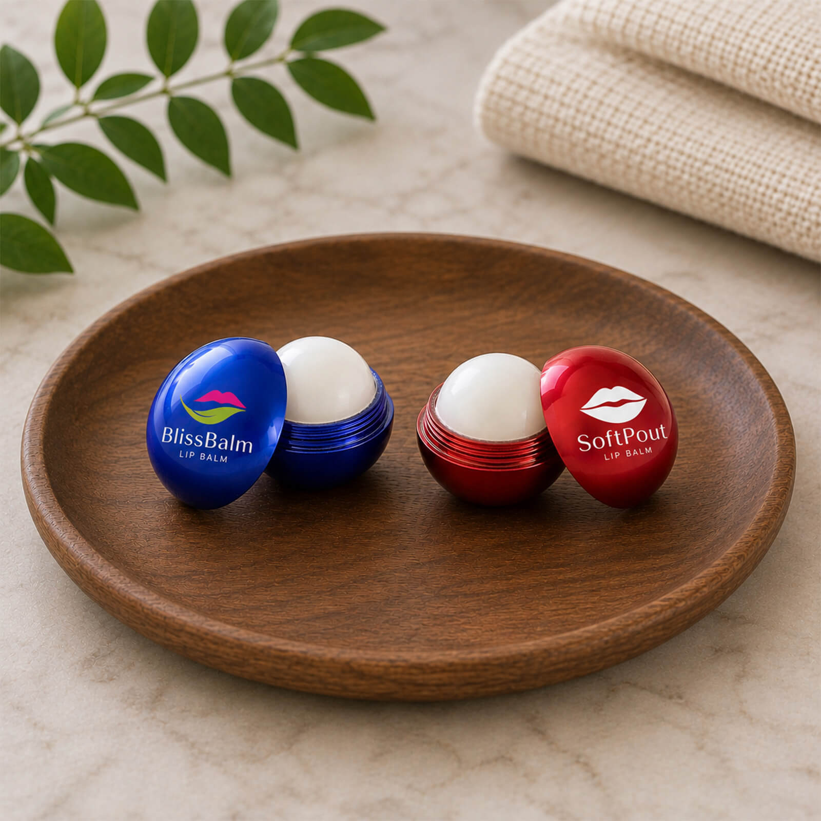 Round Lip Balm with Shiny Metallic Finish