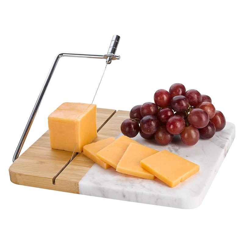 Marble and Bamboo Cheese Cutting Board With Slicer