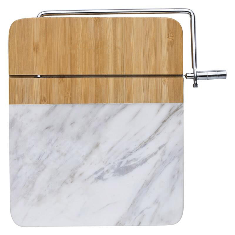 Marble and Bamboo Cheese Cutting Board With Slicer