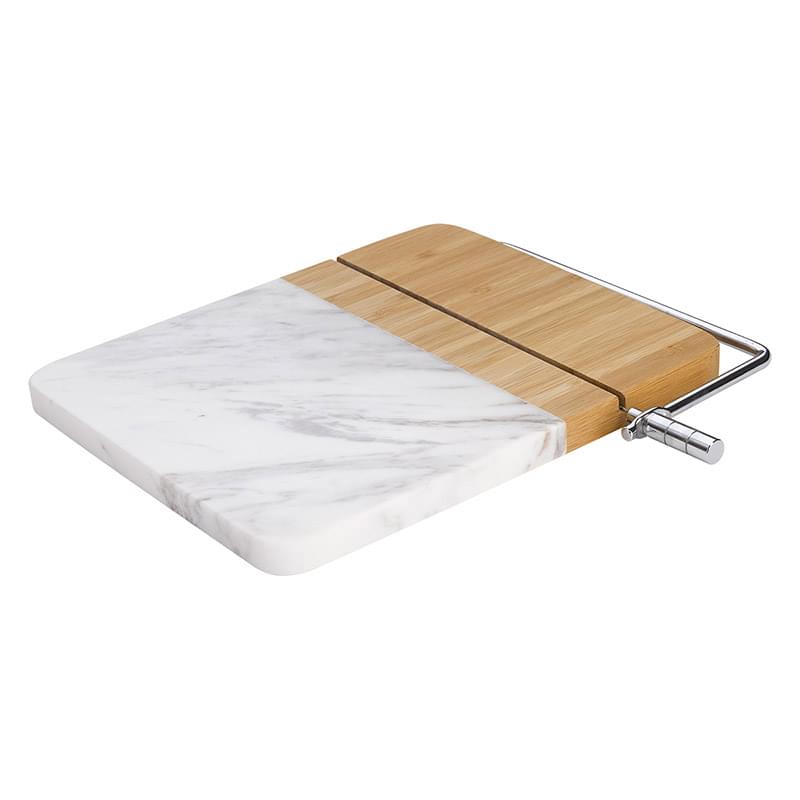 Marble and Bamboo Cheese Cutting Board With Slicer