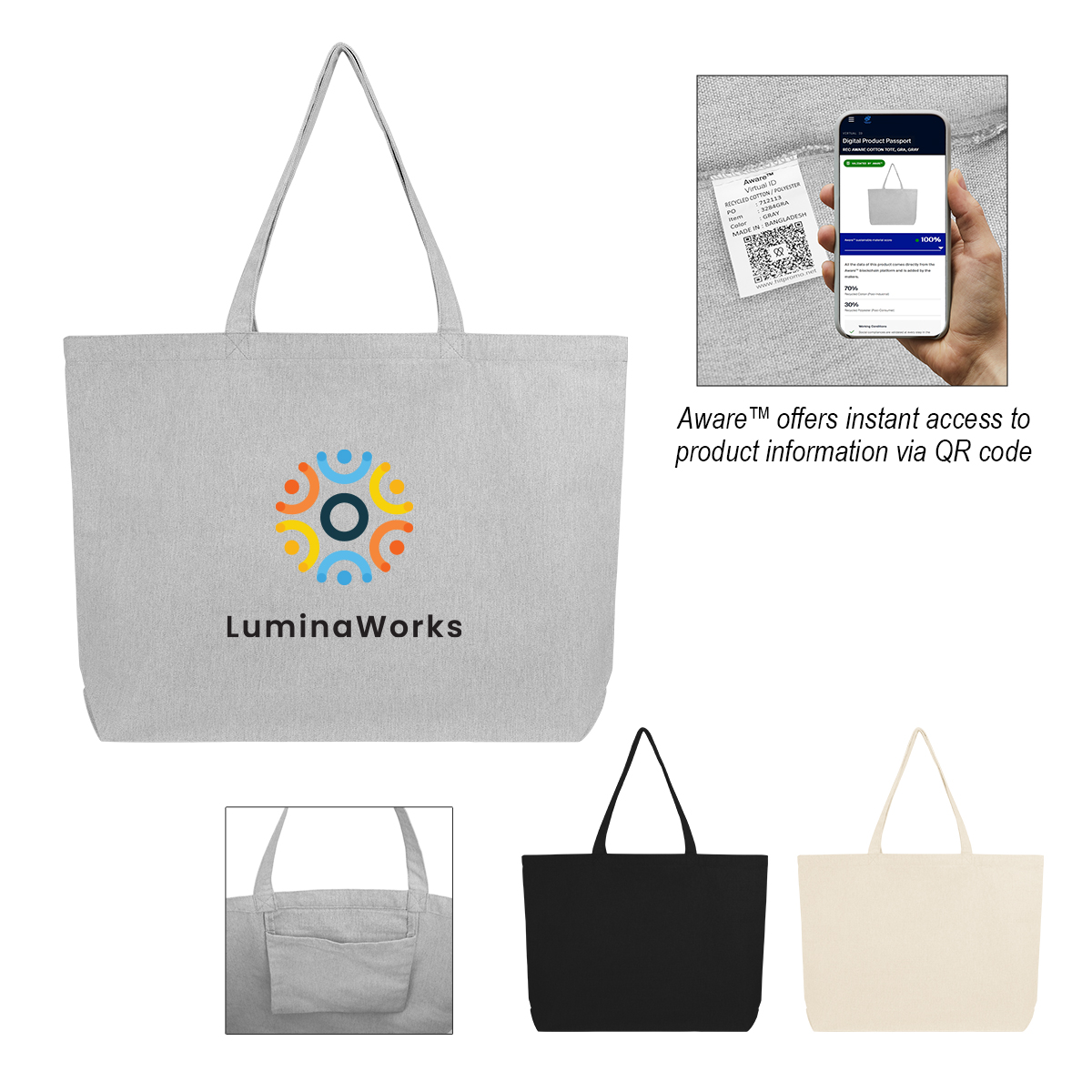 Aware 9 oz. Recycled Cotton Shopper Tote Bag