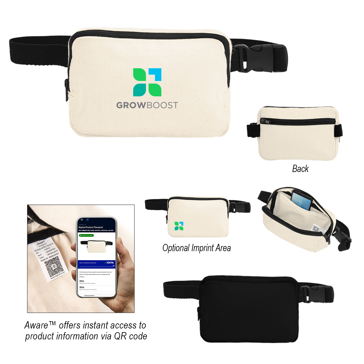 Aware 10 Oz. Recycled Cotton Canvas Belt Bag