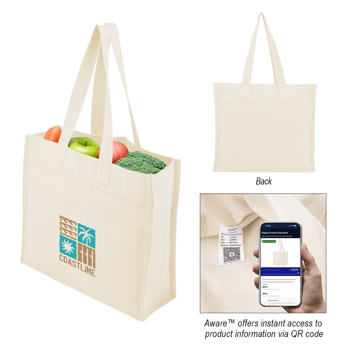 Aware 14 Oz. Recycled Cotton North/South Tote