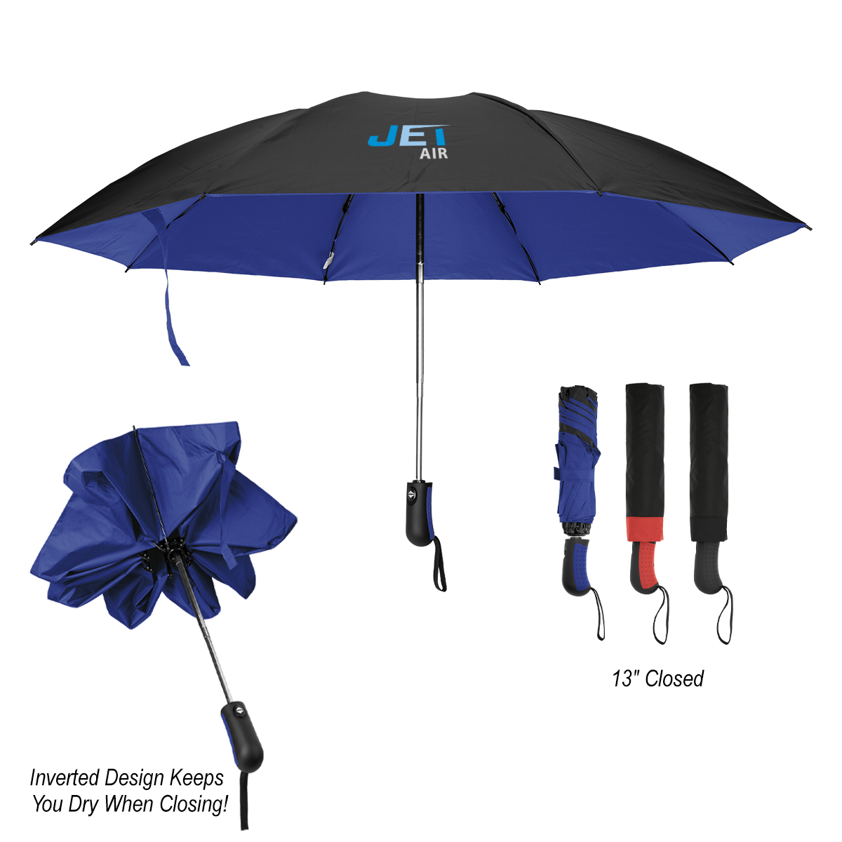 46\" Arc Two-Tone Inversion Umbrella With 100% rPET Canopy