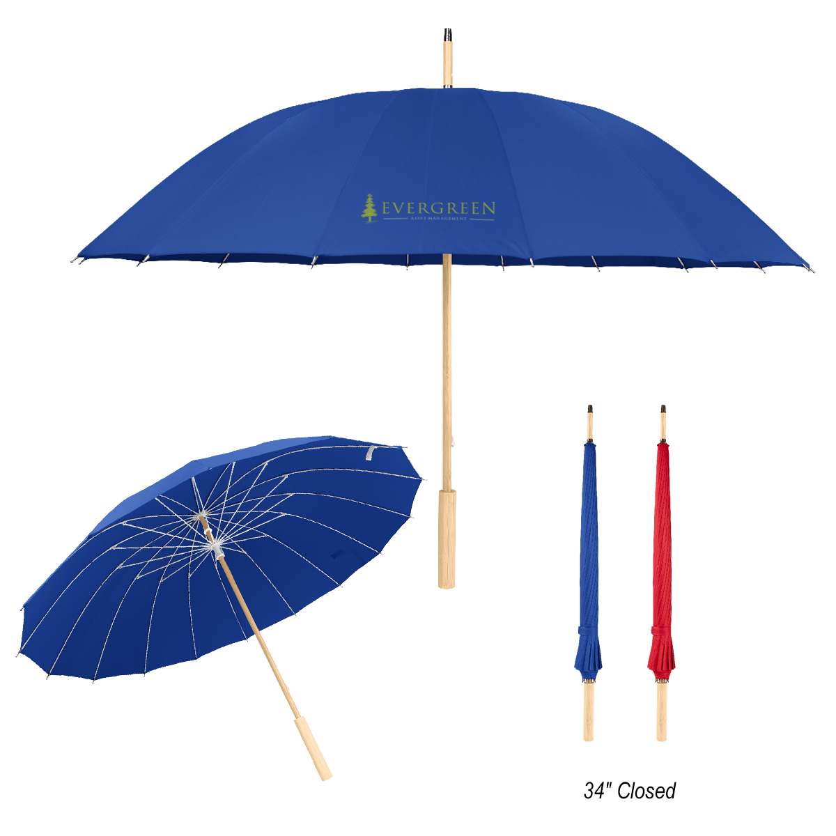 46\" Arc Umbrella With 100% RPET Canopy & Bamboo Handle