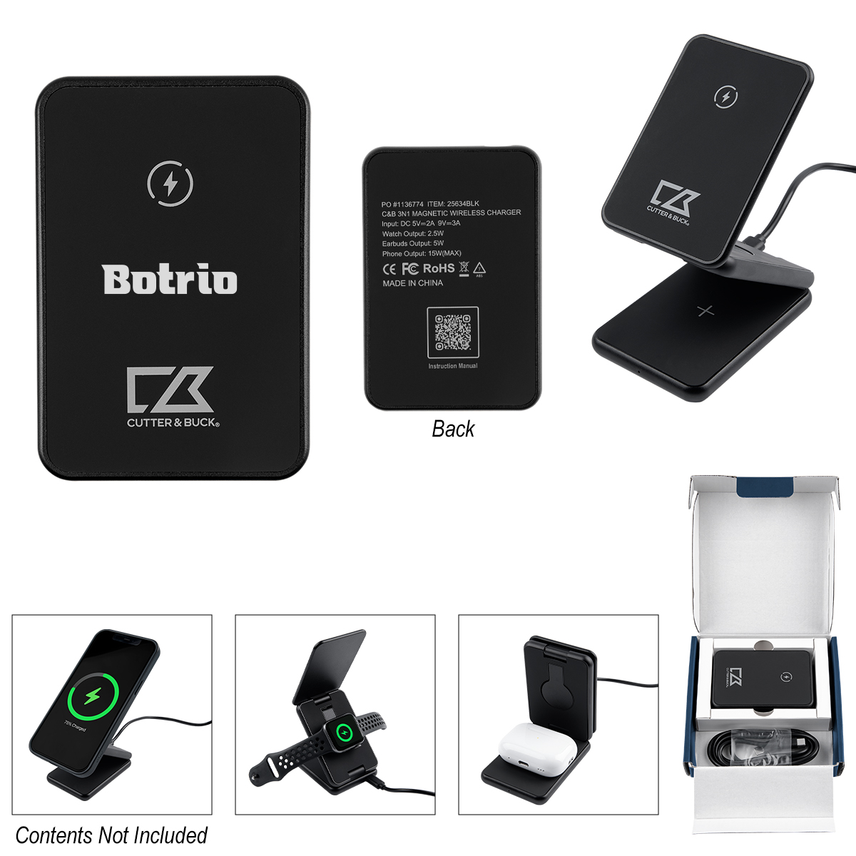 Cutter & Buck 3-In-1 Magnetic Wireless Charger