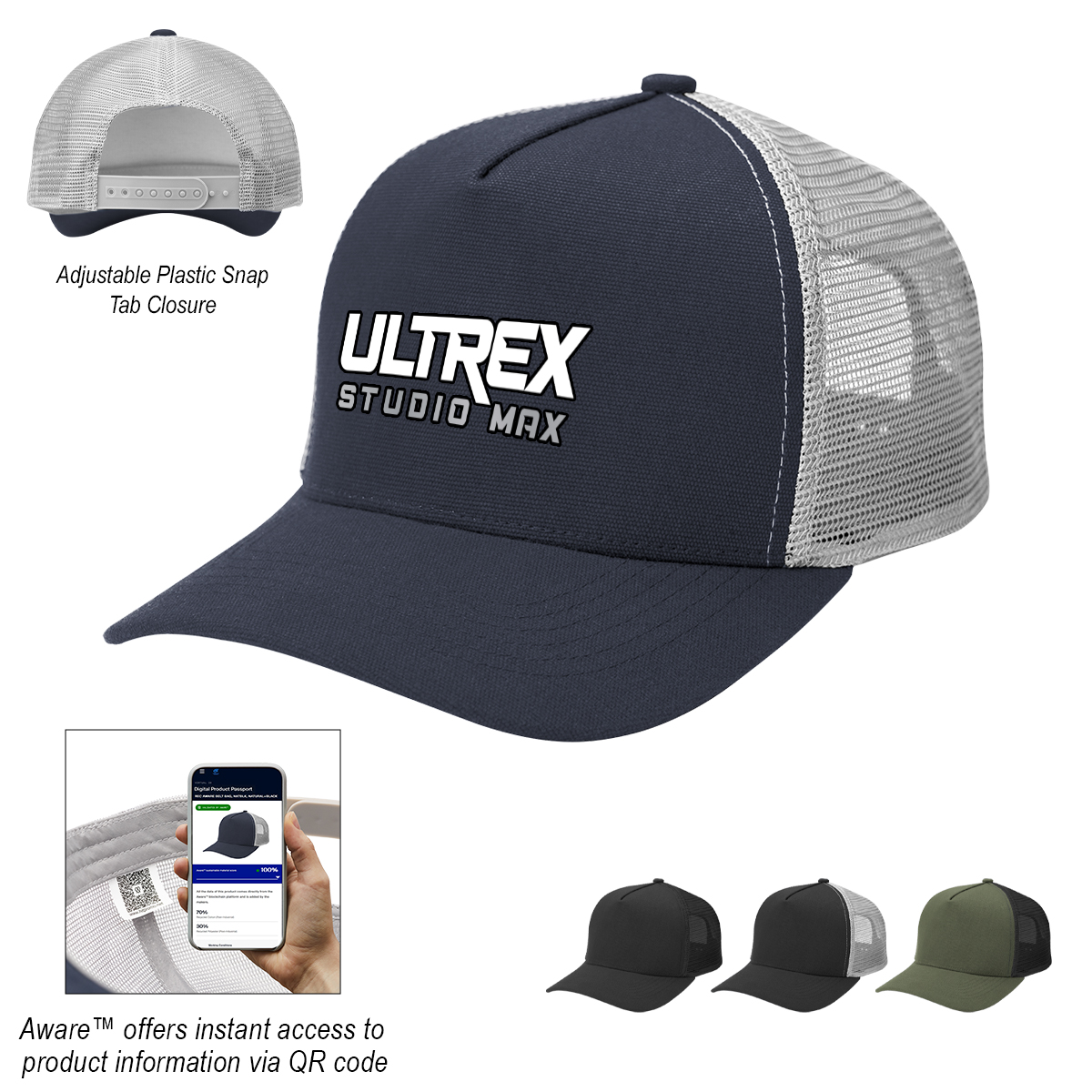 Aware Recycled Cotton Cap Mesh Back Cap