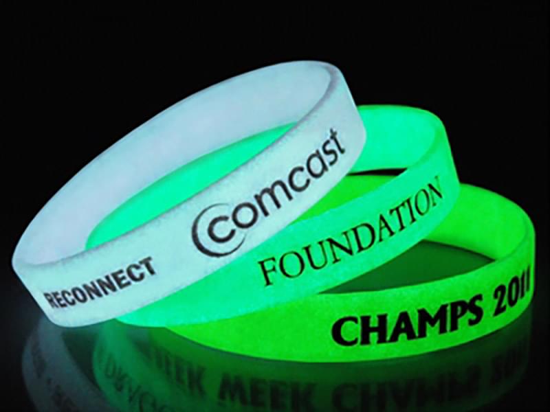 Glow in the Dark Printed 1/2 Inch Custom Silicone Wristband