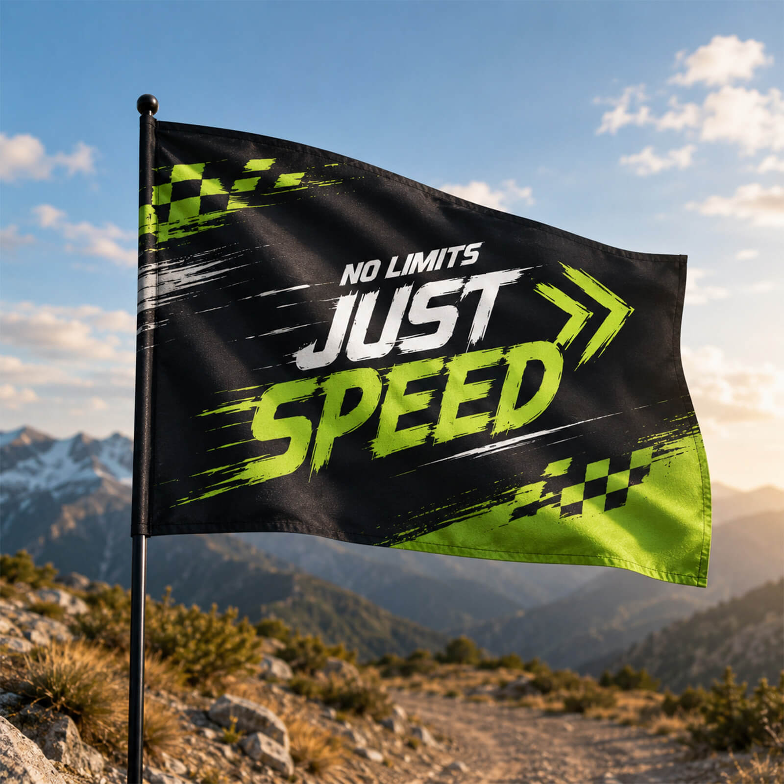 Waving Rally Flag 21.5"x14.5" With 20"-21.5" Pole