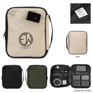 Hudson rPET Leatherette Tech Organizer