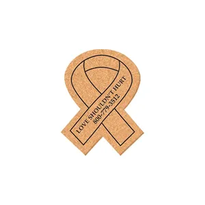 Coaster - 4.5" x 3.5" Awareness Ribbon Shape Cork Coasters