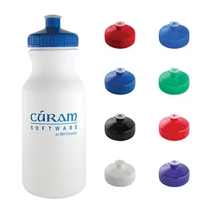 20 Oz White Plastic Water Bottle With Colored Lid