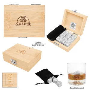 Whiskey Stone Ice Cubes In FSC Bamboo Box