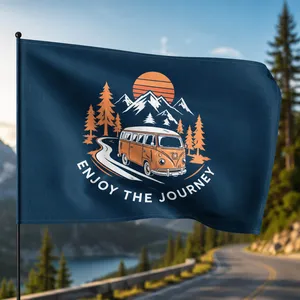 Waving Rally Flag 27.5"x19.5" With 24" Pole