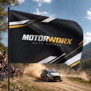 Waving Rally Flag 27.5"x 9.5" With 24" Pole 75d