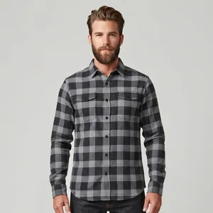 Men's Cotton-Blend Checkered Snap-Front Shirt