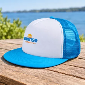 Structured Foam Crown Flat Bill Trucker Cap