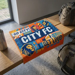 Rally Towel Full Color Dye Sublimated 15"x18" 100% Poly, Terry Microfiber Towel, Serged