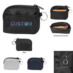 rPET Zippered Card Pouch with Key Ring