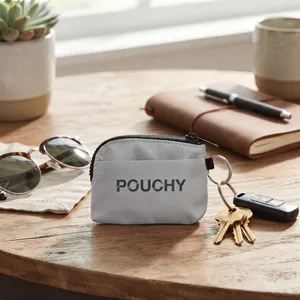 rPET Zippered Card Pouch with Key Ring