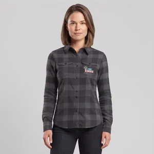 Women's Cotton-Blend Checkered Snap-Front Shirt