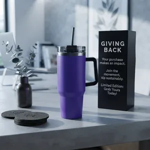 40 Oz. Double-Wall Stainless Steel Tumbler with Straw
