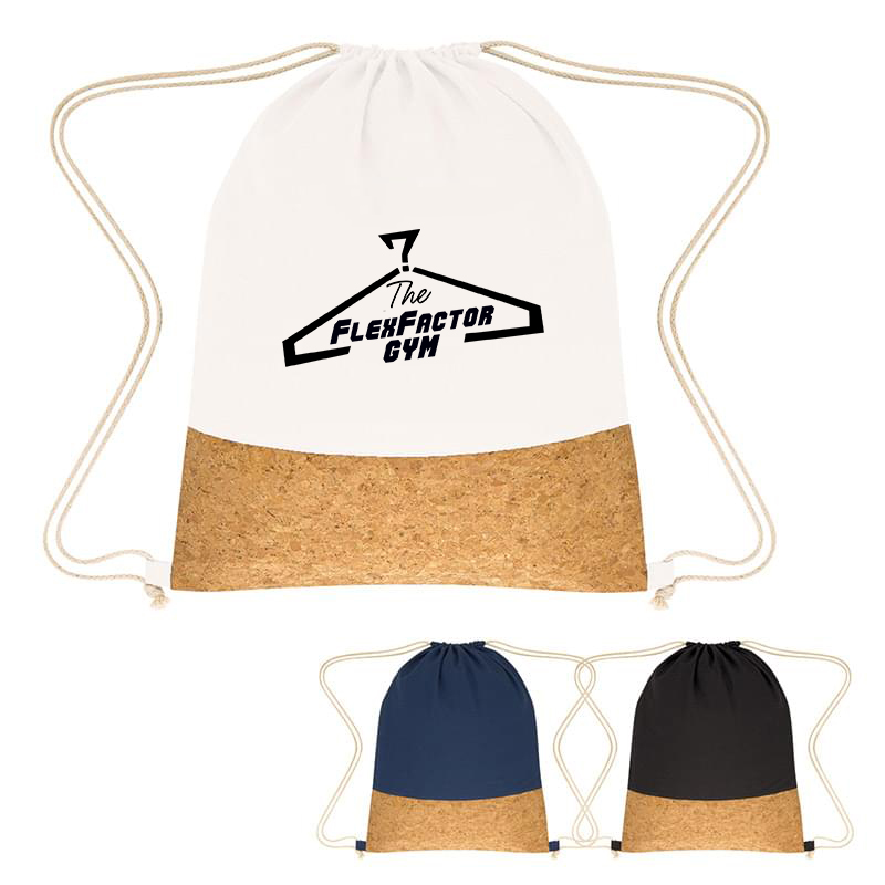 Cork-Accented Drawstring Knapsack