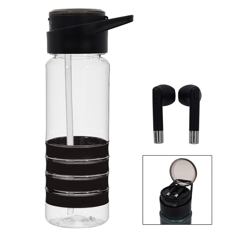 24 Oz. Banded Gripper Bottle With Wireless Earbuds 2