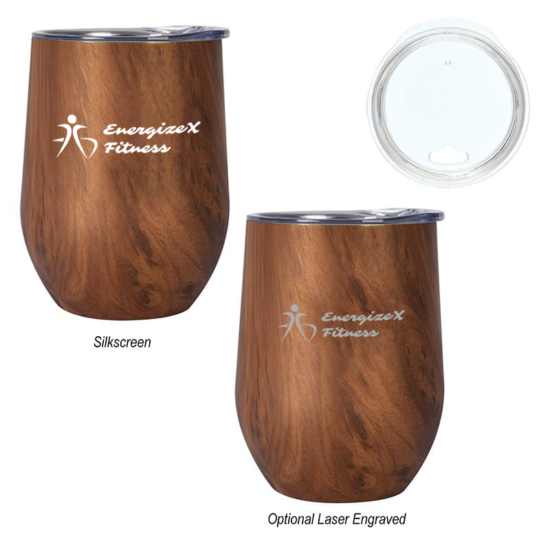 12 Oz. Woodgrain Alexander Stemless Wine Cup 2