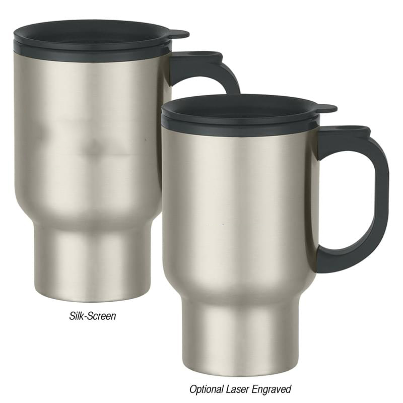 16 Oz. Stainless Steel Travel Mug With Sip-Thru Lid And Plastic Inner Liner 2