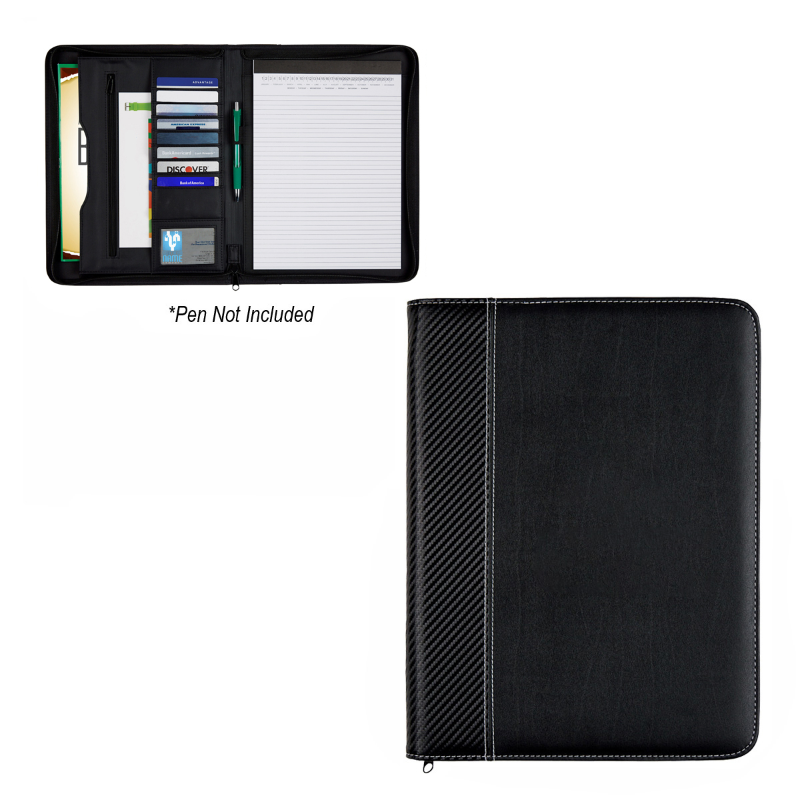 Carbon Fiber 8 �" x 11" Zippered Portfolio 2