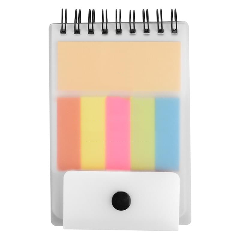 Spiral Notebook with Adhesive Notes and Neon Sticky Flags 4