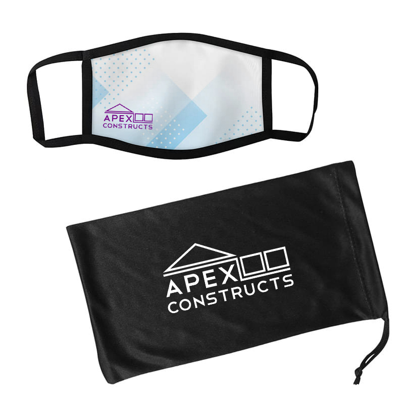 Dye Sub 3-Layer Mask & Mask Pouch W/ Antimicrobial Additive