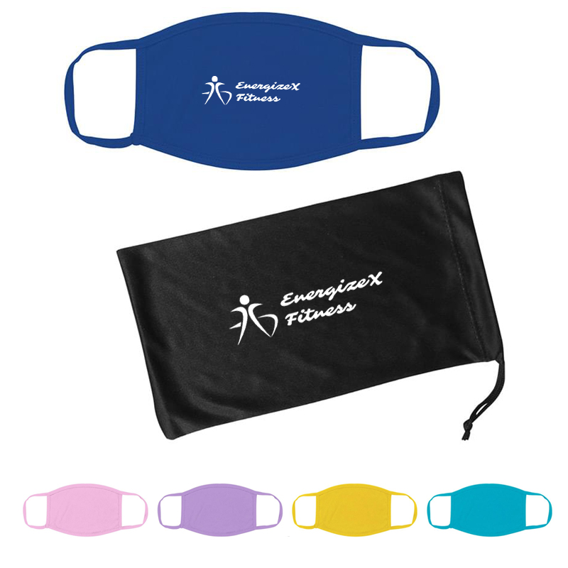 Cotton Reusable Mask & Mask Pouch W/ Antimicrobial Additive