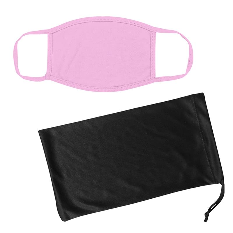 Cotton Reusable Mask & Mask Pouch W/ Antimicrobial Additive 4