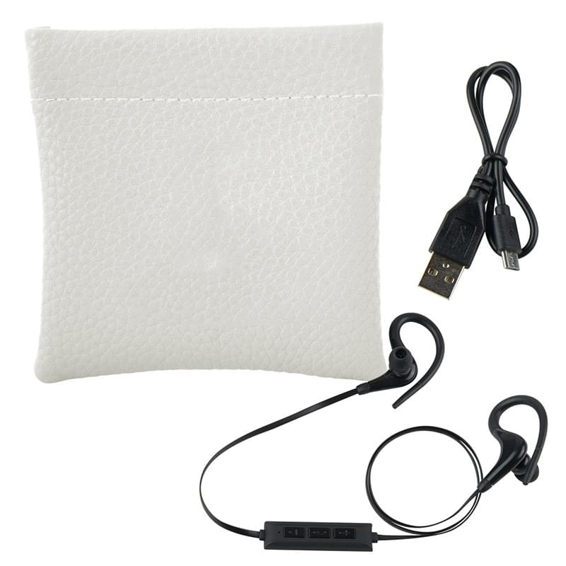 Leatherette Squeeze Tech Pouch With Wireless Earbuds 2
